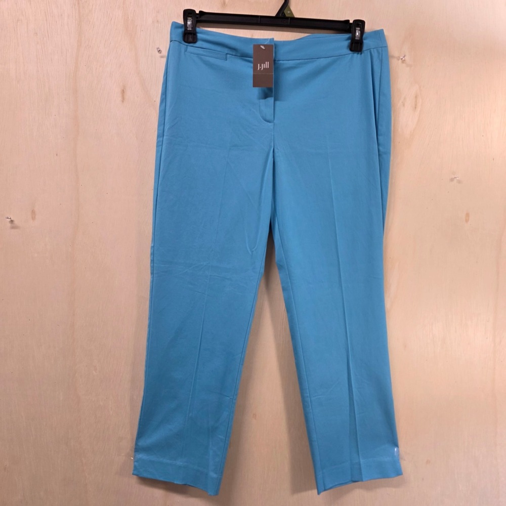 J.Jill Womens Aquablue Ankle Pants Straight Leg Career Size 10 Tall NWT
